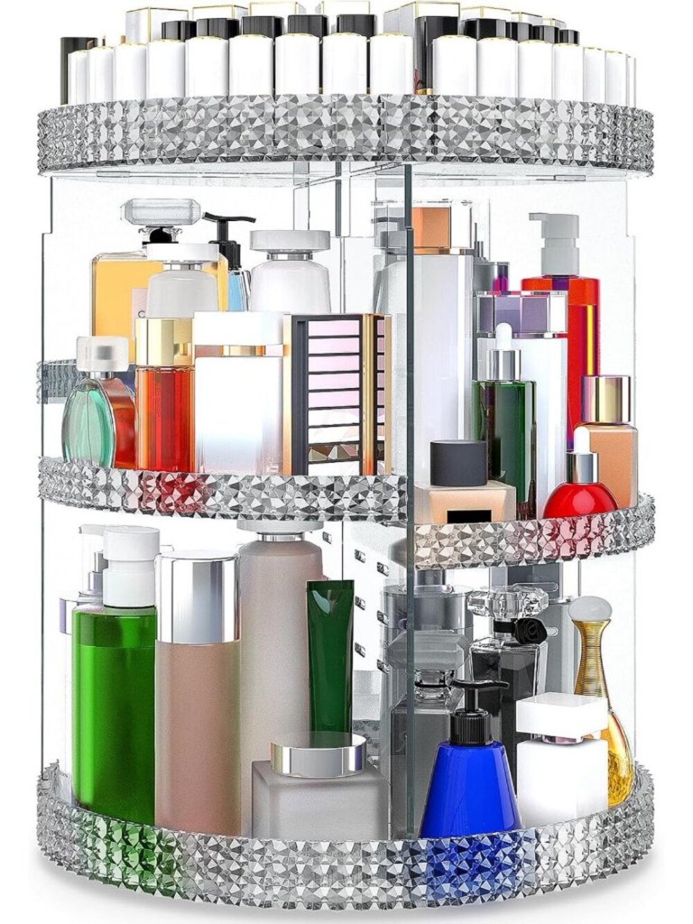 Awenia Makeup Organizer 360-Degree Rotating, Adjustable Makeup Storage, 7 Layers